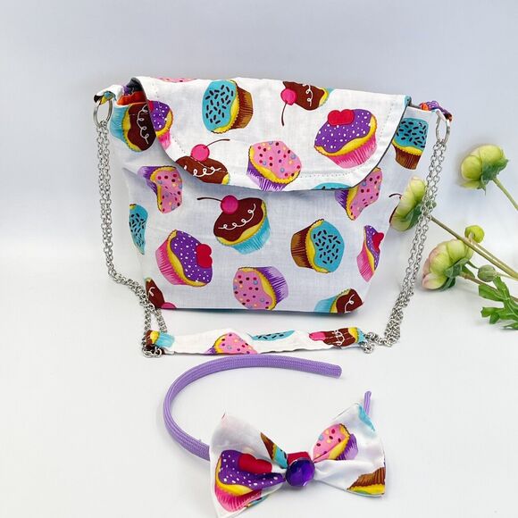 Girls Accessories Cupcakes Purse crossbody Bag & Headband Set - Picture 11 of 16